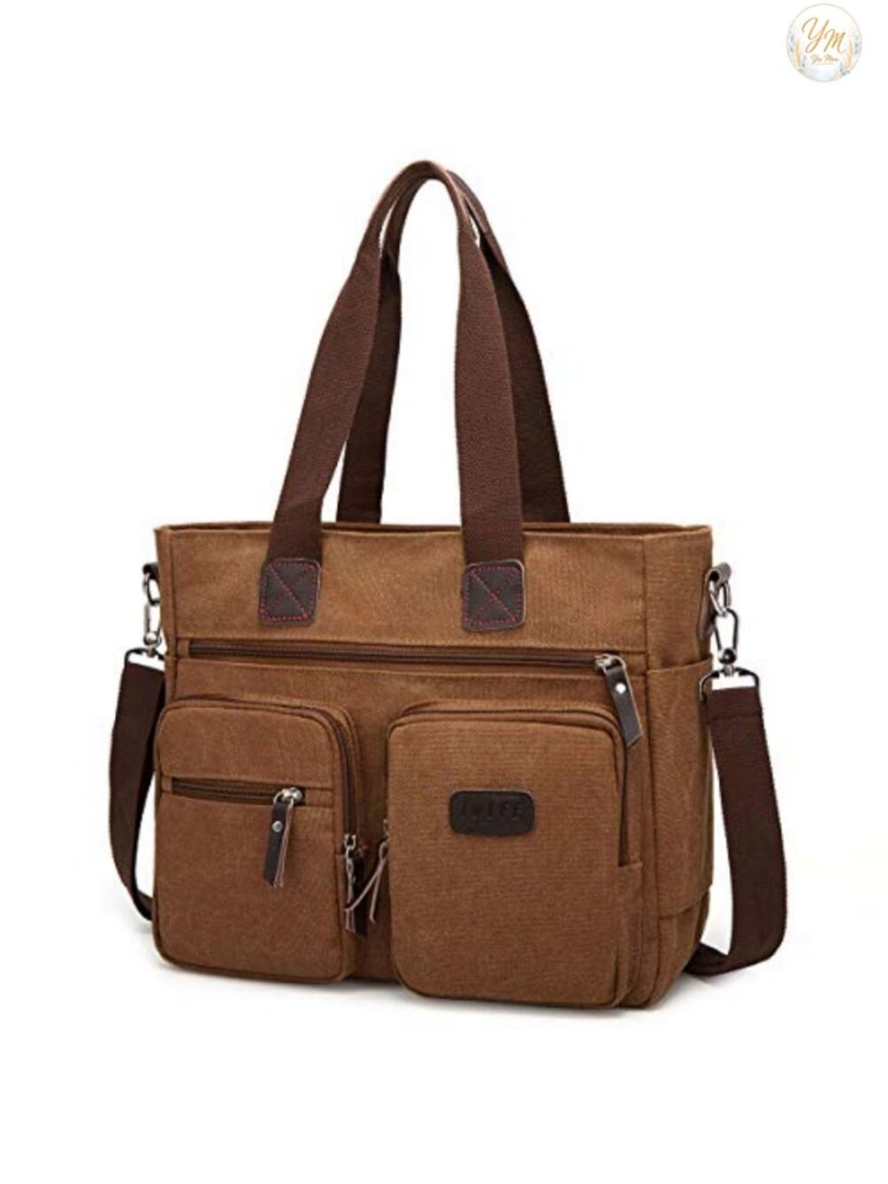 Canvas Satchel Handbag Top Zip Multi Pocket Tote Crossbody Travel Work